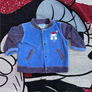 VINTAGE Y2K BON BEBE VELOUR BLUE BASEBALL PUPPY JACKET SIZE 6/9 MONTHS